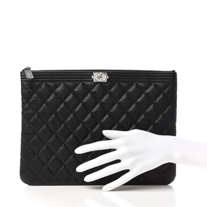 Chanel Caviar Quilted Medium Boy Cosmetic Case Black 2 of 10