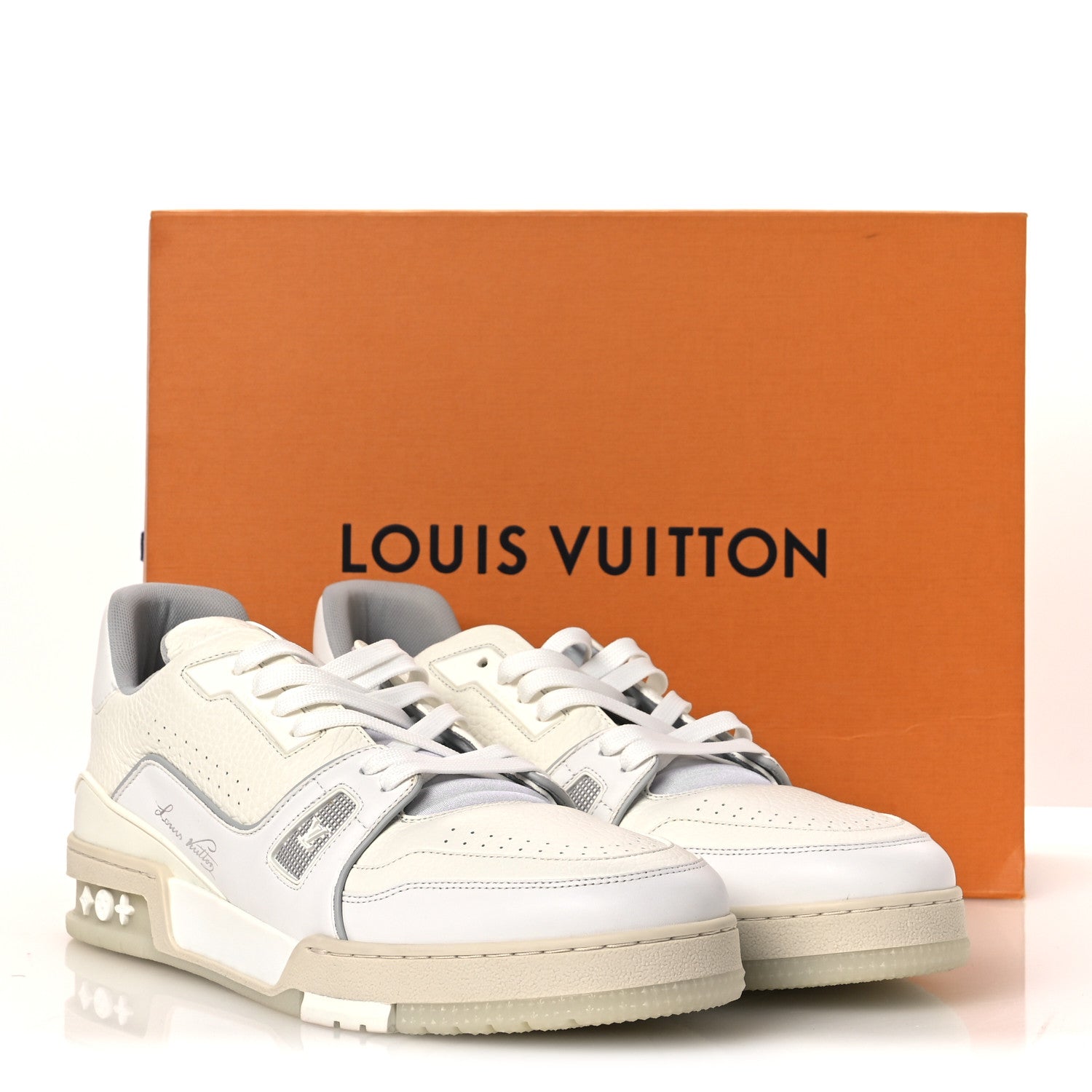 Louis Vuitton Calfskin Mens LV Trainer Sneakers 10 White 1858937