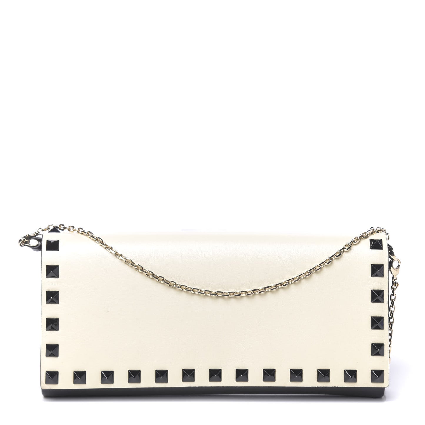 Vitello Rockstud Flap Wallet On Chain Ivory Black