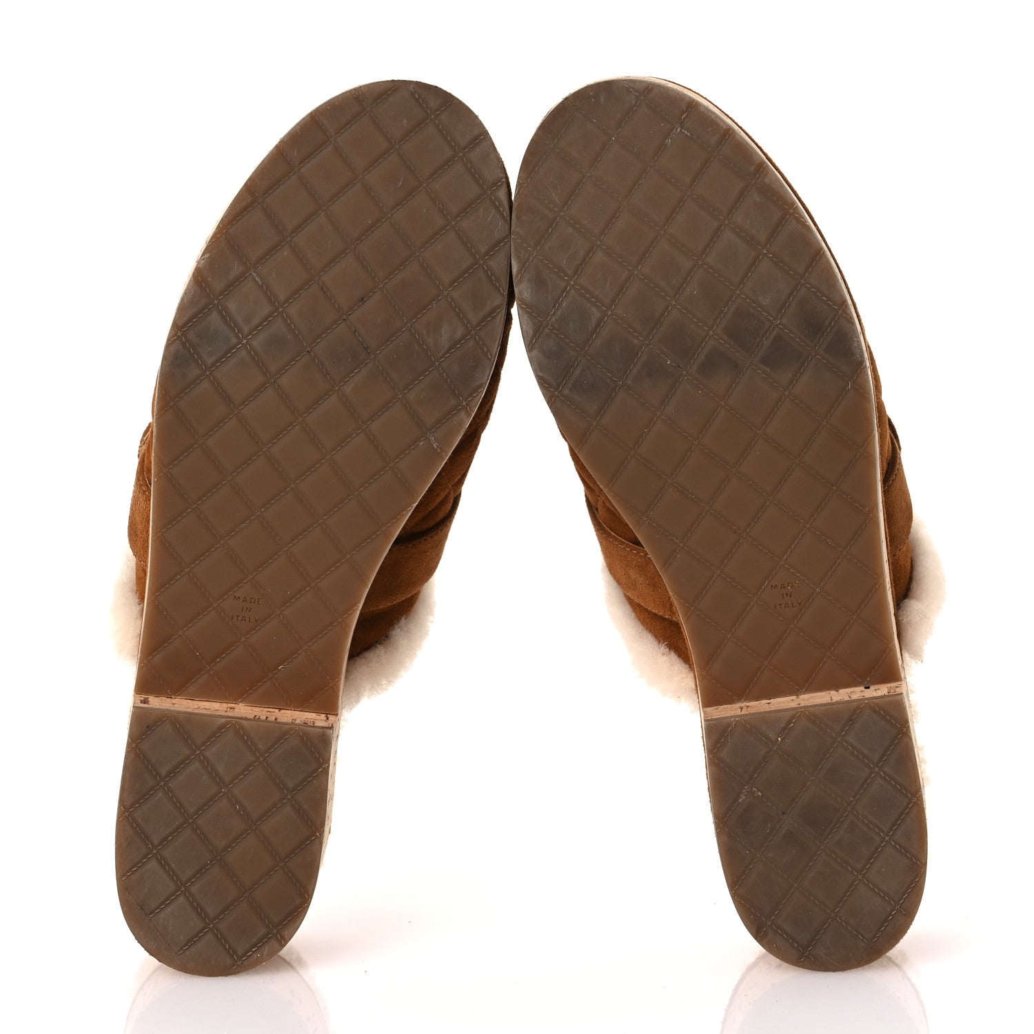 Chanel Suede Calfskin Shearling Turn Lock Clogs 40 Brown 7 of 10