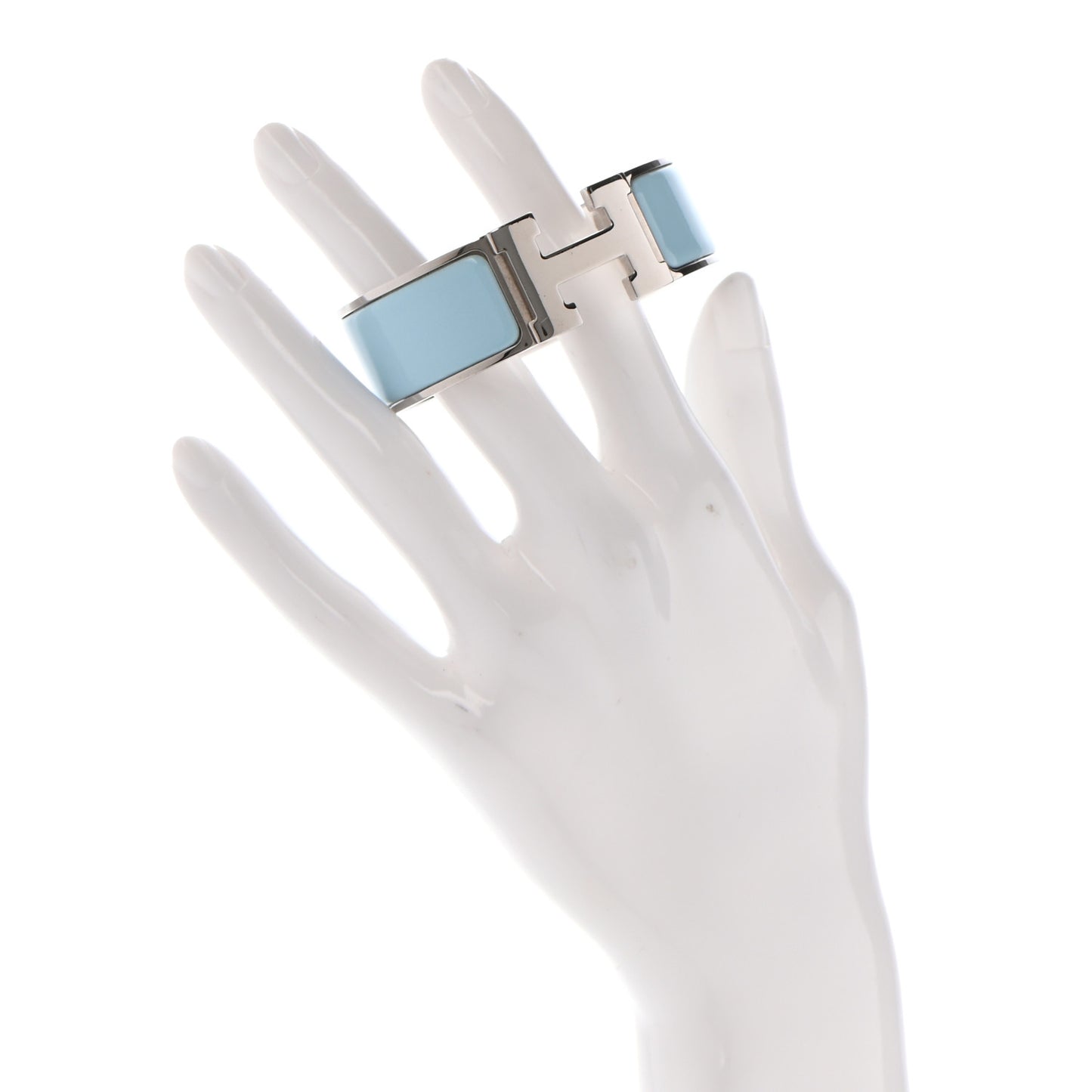Enamel Clic Clac H Wide Bracelet PM Bleu Atoll