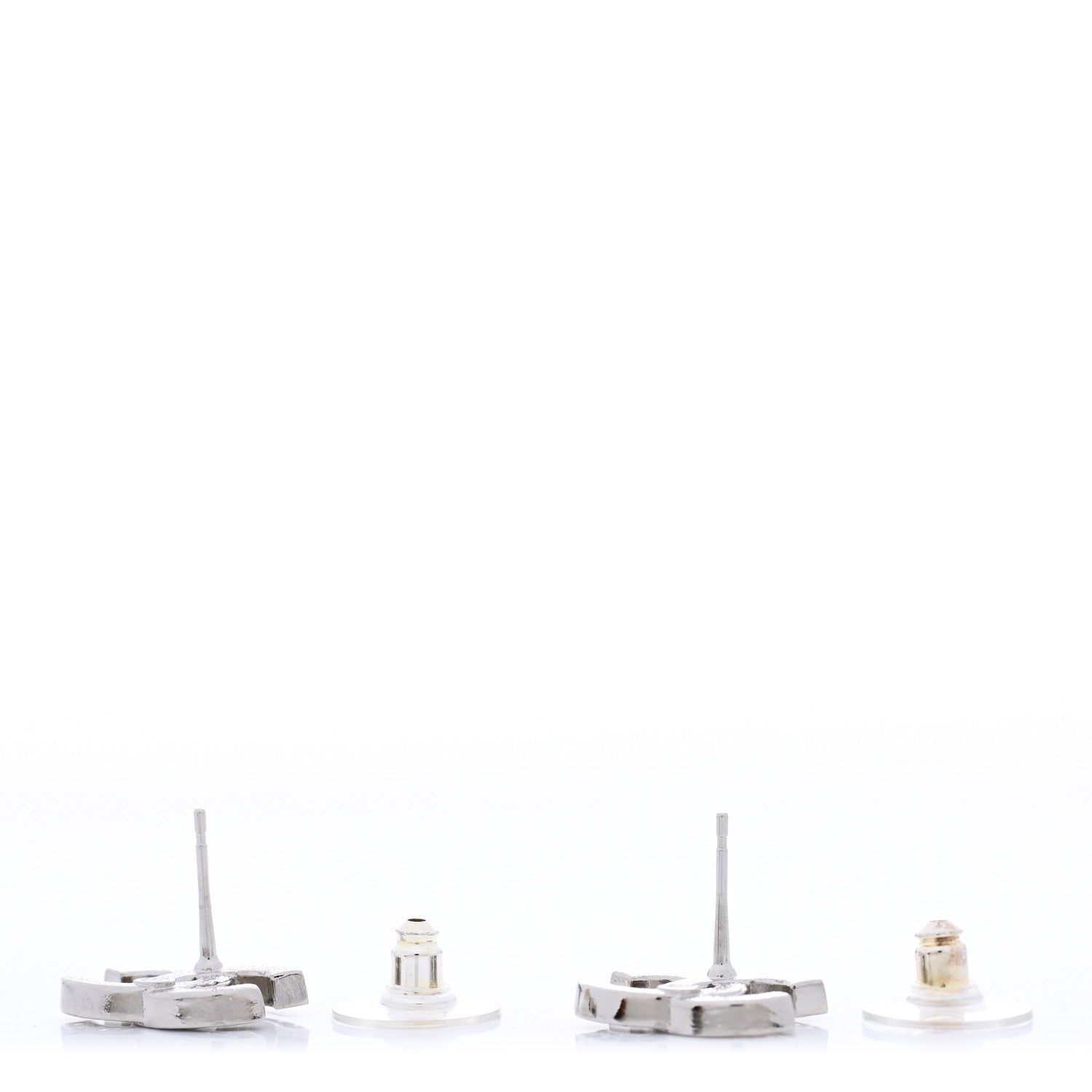 Chanel Crystal CC Earrings Silver Black 4 of 5
