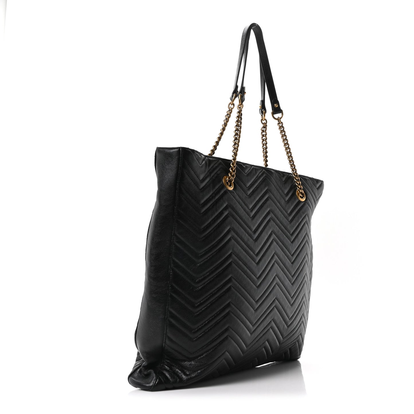 Azalea Calfskin Matelasse Large GG Marmont Slim Tote Black