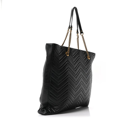 Gucci Azalea Calfskin Matelasse Large GG Marmont Slim Tote Black 3 of 10
