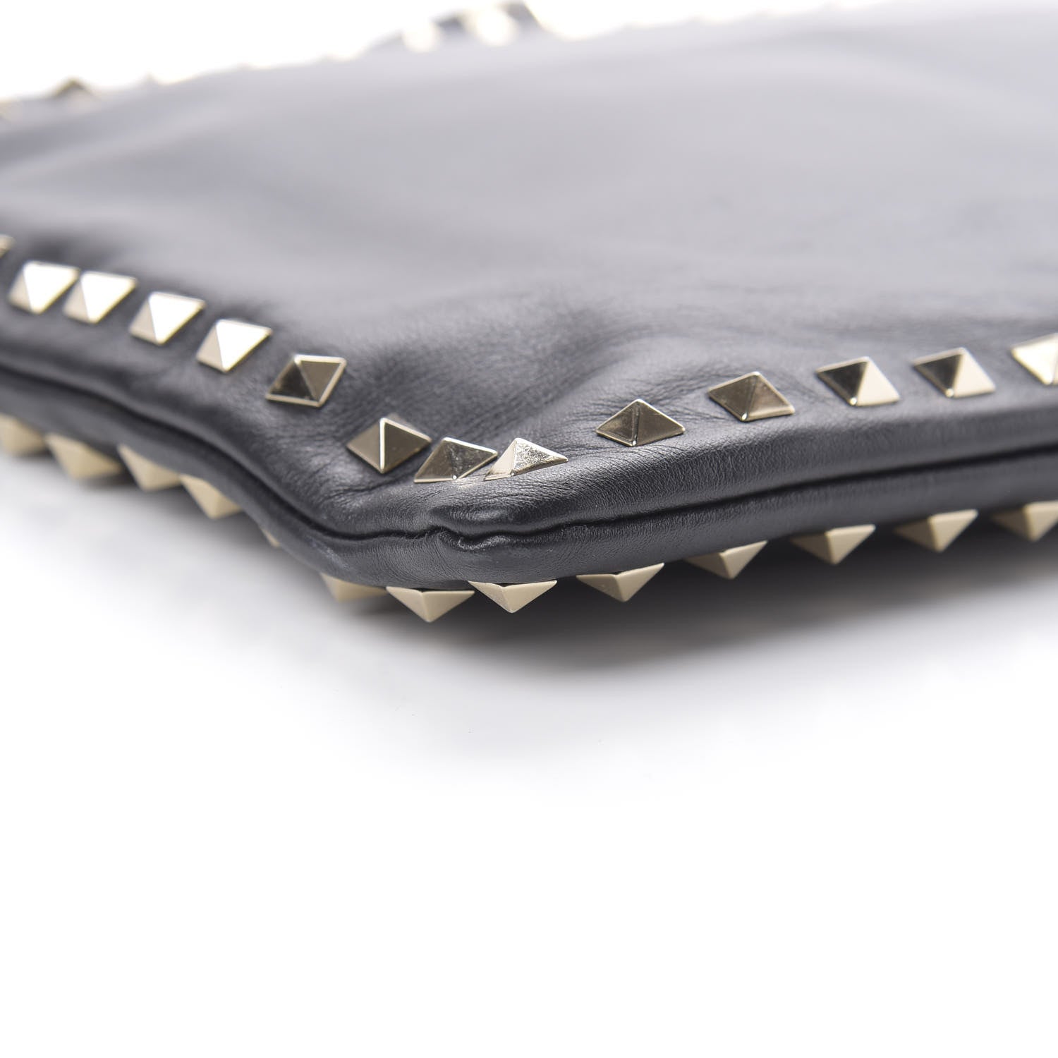 Valentino Garavani Vitello Large Rockstud Zip Wristlet Pouch Black 7 of 12