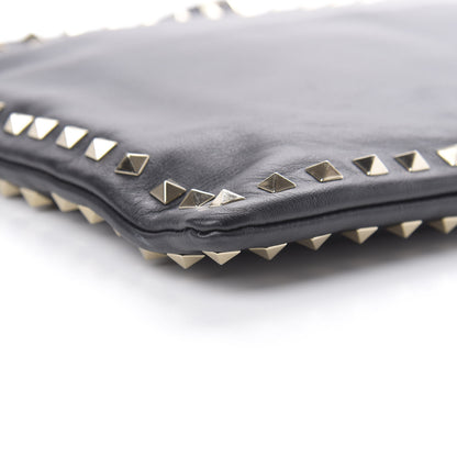 Valentino Garavani Vitello Large Rockstud Zip Wristlet Pouch Black 7 of 12