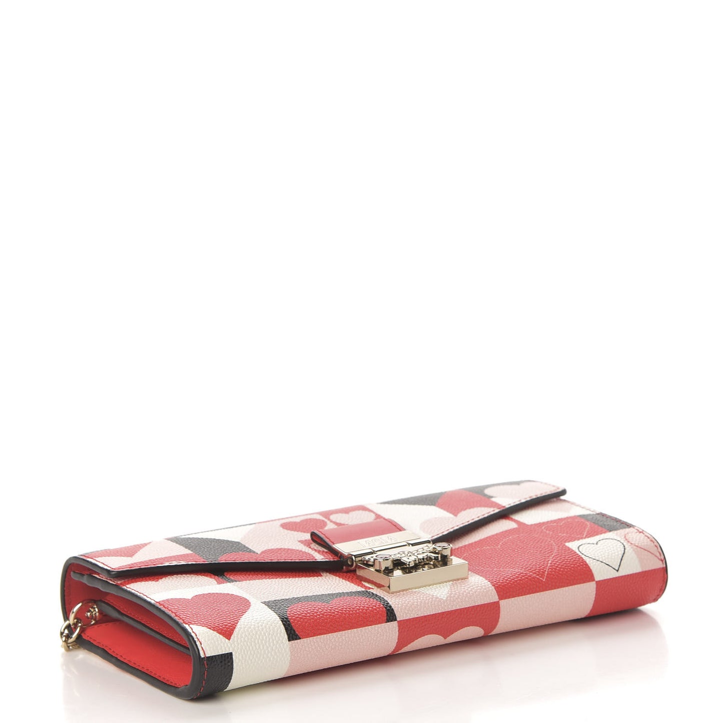 Calfskin Heart Print Large Patricia Wallet On Chain Multicolor