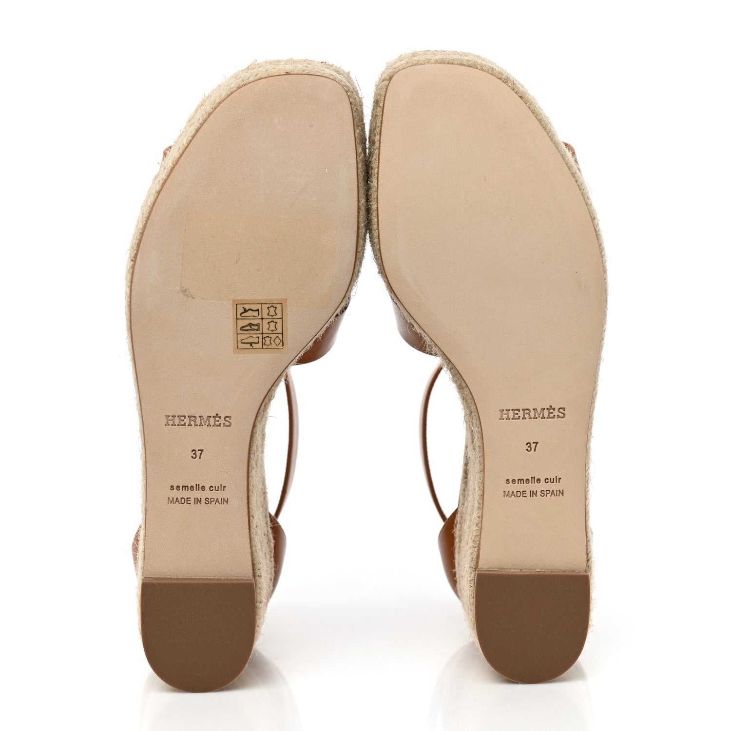Hermes Goatskin Elda Espadrille Wedge Sandals 37 Natural 5 of 9