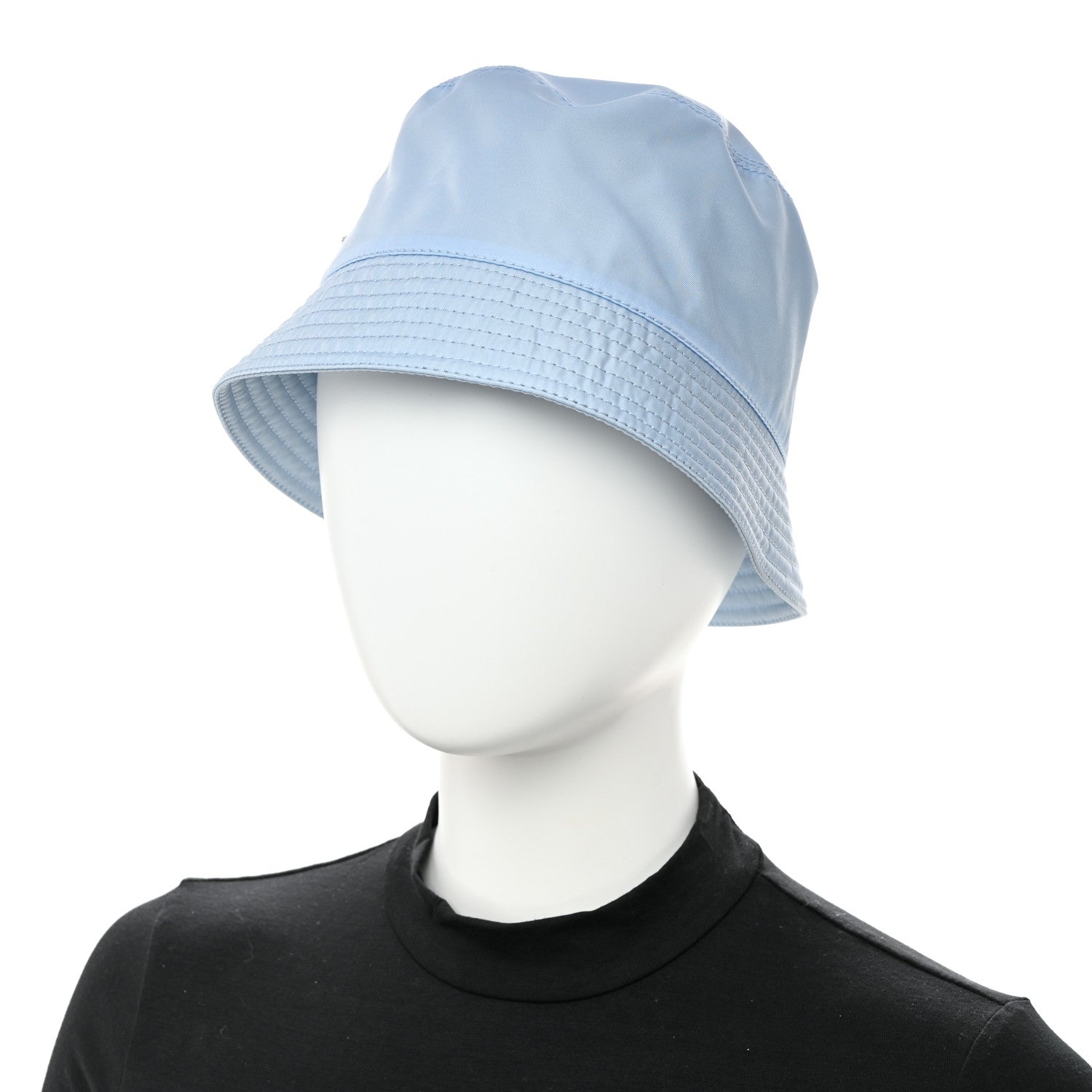 Prada Re-Nylon Metal Triangle Logo Womens Bucket Hat M Celeste 2 of 8