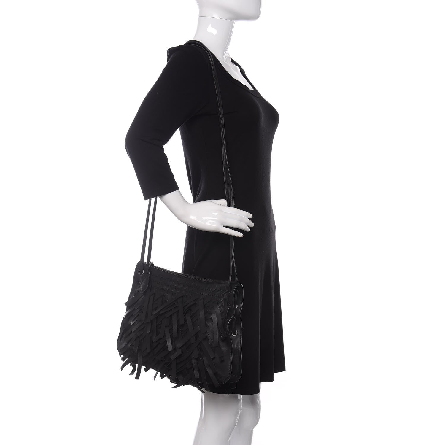 Bottega Veneta Nappa Intrecciato Palio Fringe Messenger Black 2 of 11