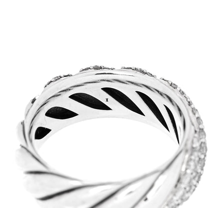 David Yurman Sterling Silver Diamond 7.5mm Cable Sculpt Ring 53 6.5 5 of 6