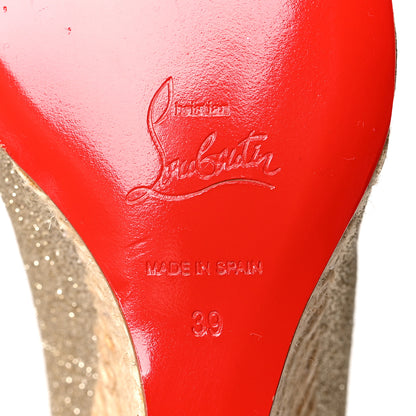 Christian Louboutin Glitter Puglia Espadrille Wedges 39 Platine 6 of 7