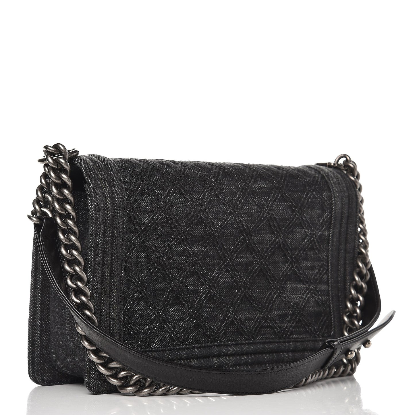 Denim Quilted New Medium Boy Flap Black