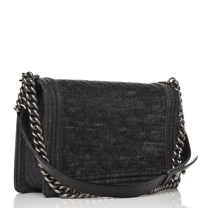 Chanel Denim Quilted New Medium Boy Flap Black 3 of 8