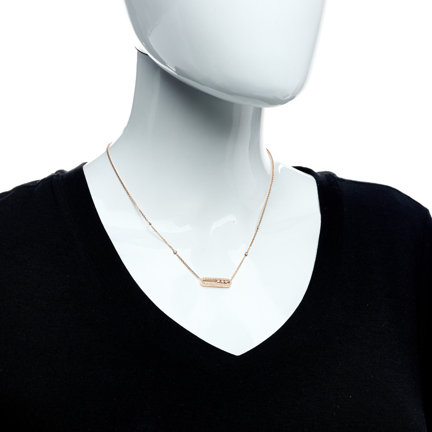18K Rose Gold Diamond Baby Move Classic Pave Necklace