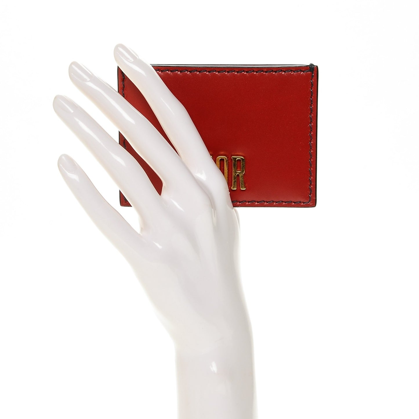 Calfskin D-Fence Card Holder Red