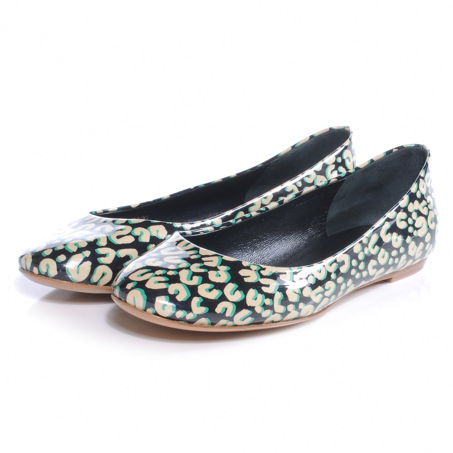 Patent Leopard Ballet Flats 38 Blue Infini