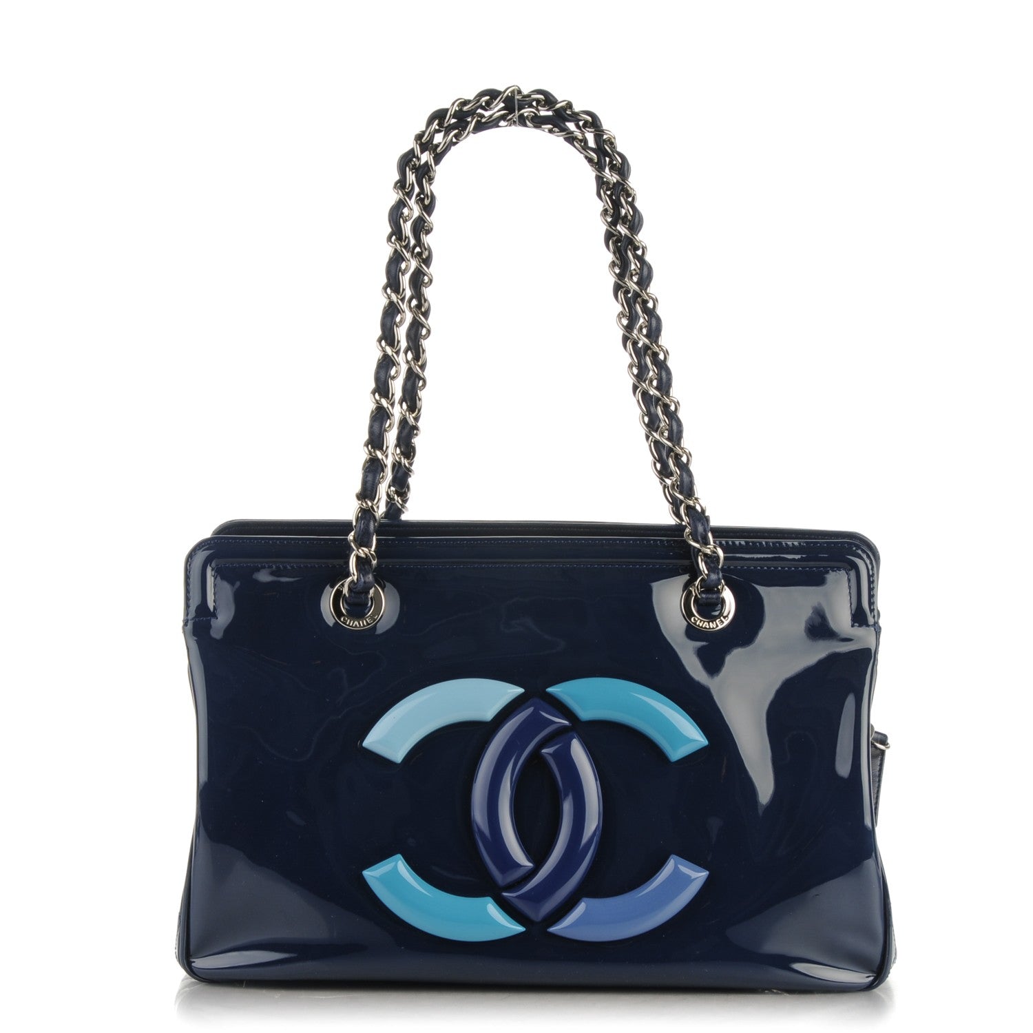 Chanel Vinyl Lipstick Ligne Tote Dark Navy Blue 1 of 7