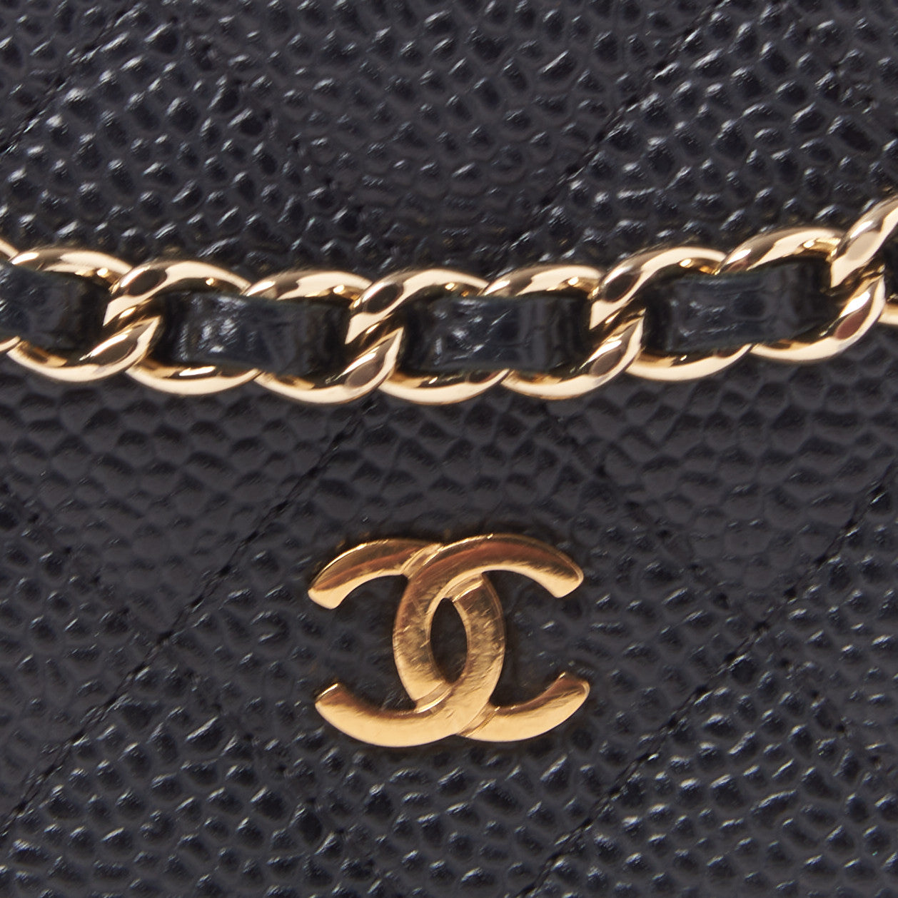 Caviar Quilted Wallet On Chain WOC Black