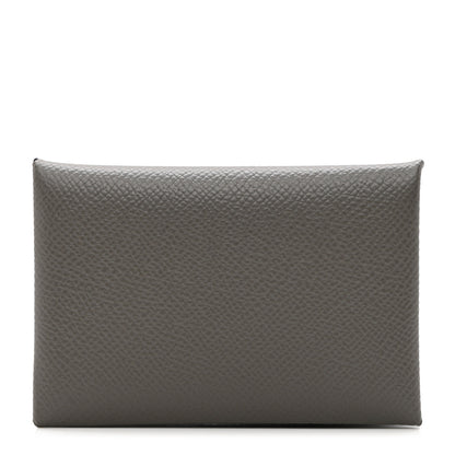 Hermes Epsom Calvi Card Case Gris Meyer 1 of 7