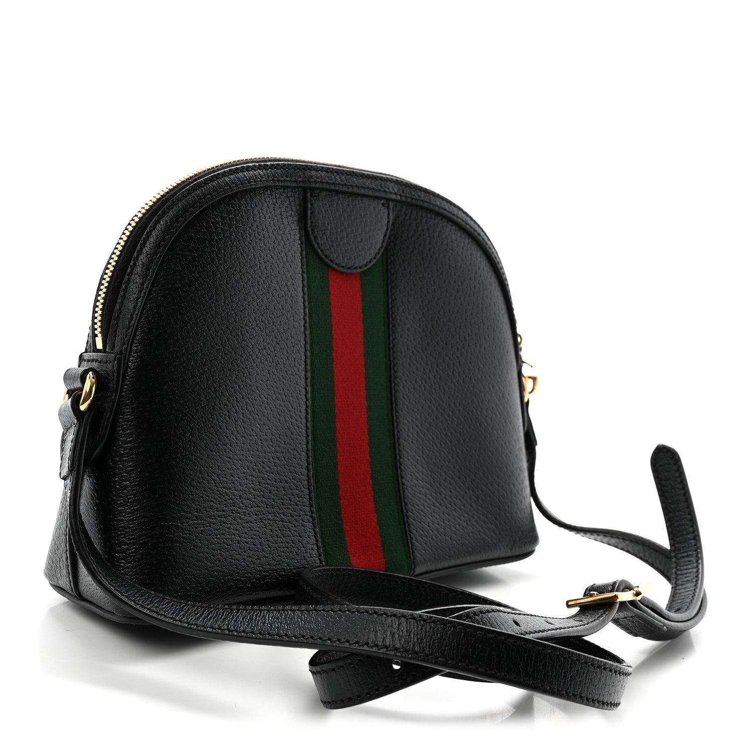 Gucci Calfskin GG Web Small Ophidia Dome Shoulder Bag Black 3 of 11
