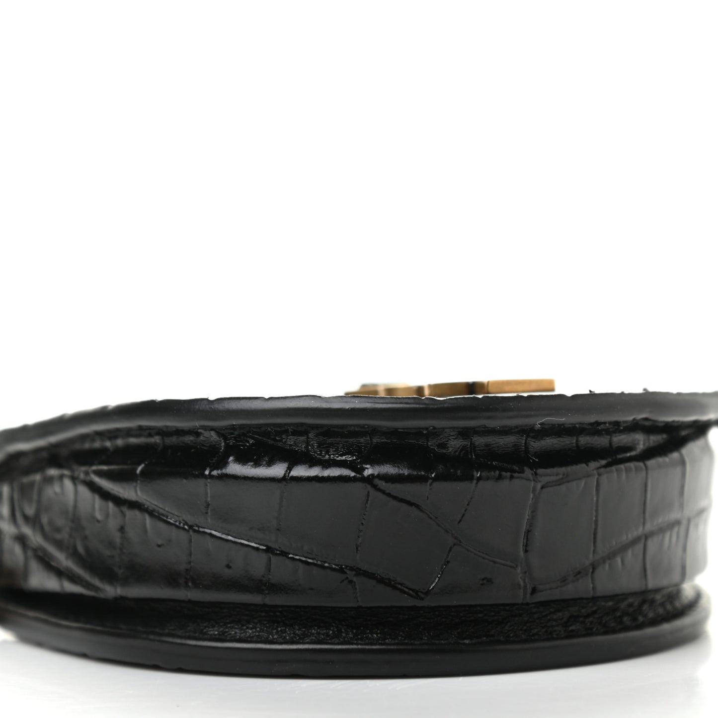 Patent Crocodile Embossed Monogram Baby Kaia Crossbody Bag Black