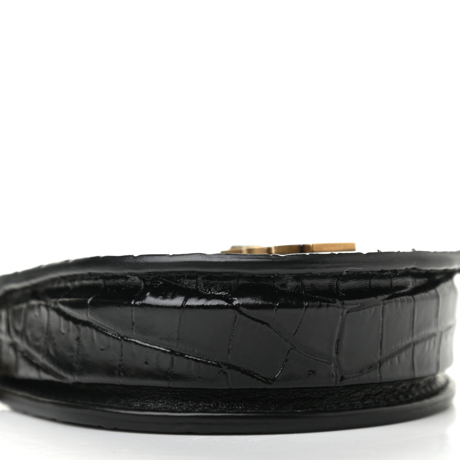 Saint Laurent Patent Crocodile Embossed Monogram Baby Kaia Crossbody Bag Black 9 of 10
