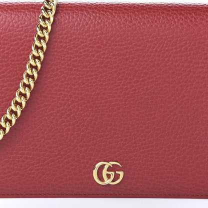 Gucci Dollar Calfskin Mini GG Marmont Chain Wallet Hibiscus Red 9 of 10