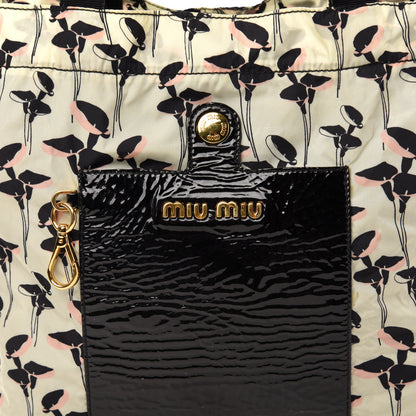 Miu Miu Nylon Patent Faille Foldable Tote Black Multicolor 10 of 10