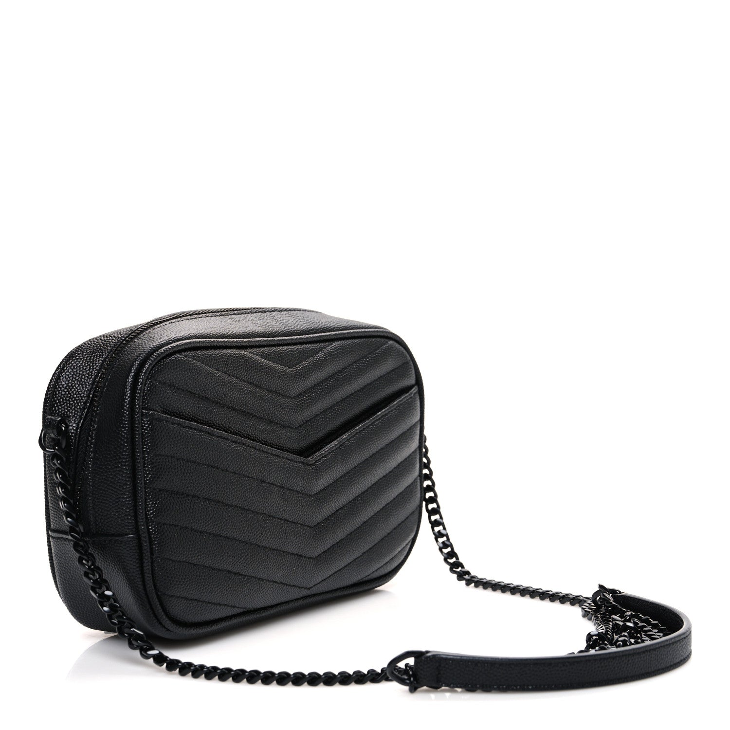 Saint Laurent Grain De Poudre Matelasse Monochrome Monogram Mini Lou Camera Bag Black 3 of 10