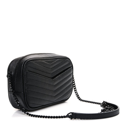 Saint Laurent Grain De Poudre Matelasse Monochrome Monogram Mini Lou Camera Bag Black 3 of 10