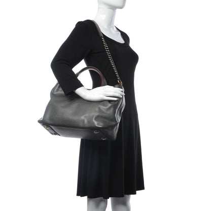 Chanel Metallic Caviar Mademoiselle Lock Cerf Shopper Tote Silver 2 of 10