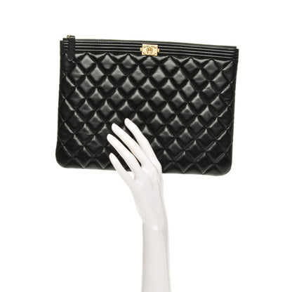 Chanel Lambskin Quilted Medium Boy Cosmetic Case Black 2 of 7