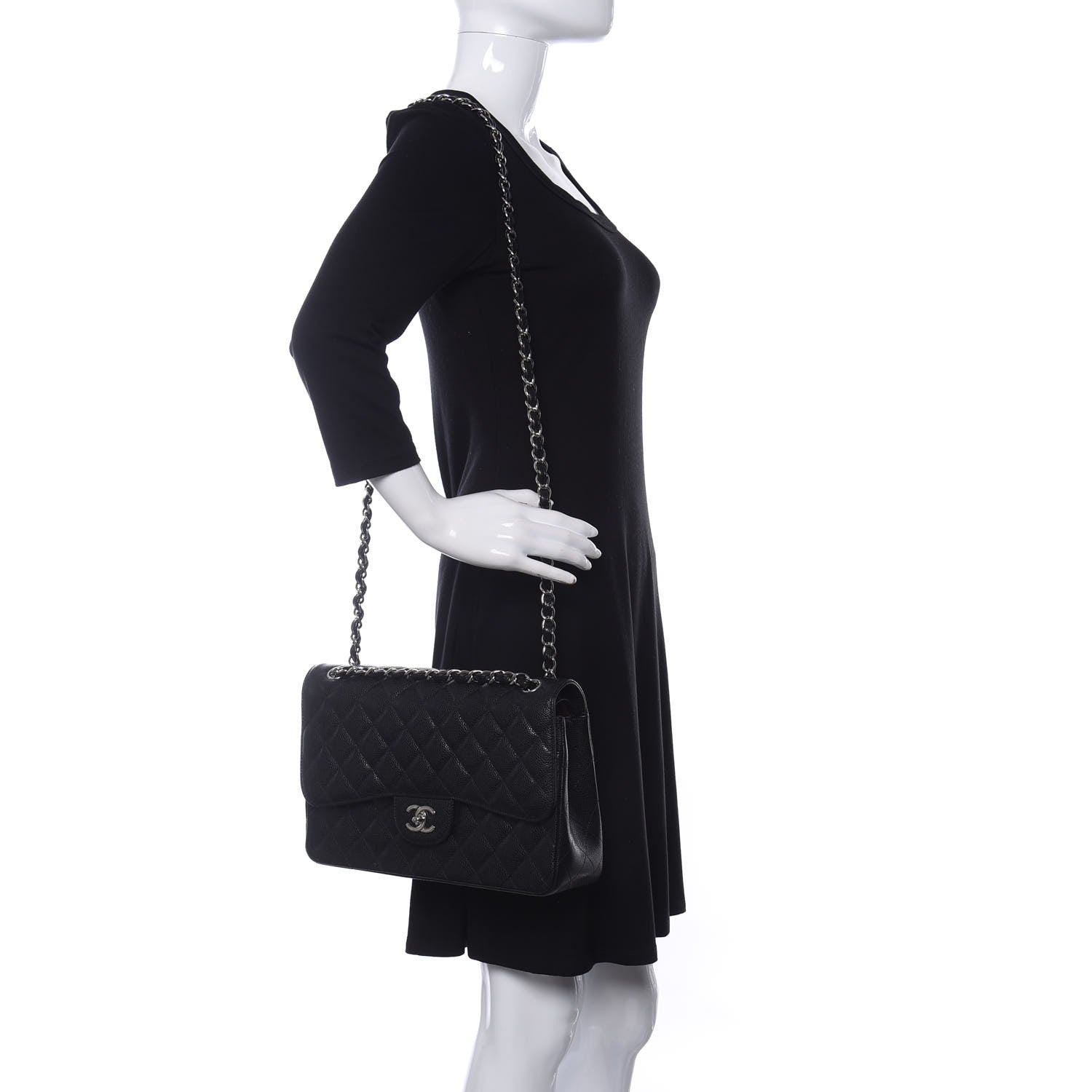 Chanel Caviar Quilted Jumbo Double Flap Black 2 of 11