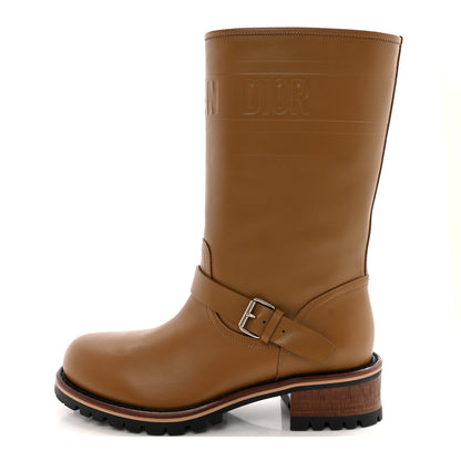 Christian Dior Calfskin Embossed Dior Quest 35mm Biker Boots 38.5 Natural 1 of 11