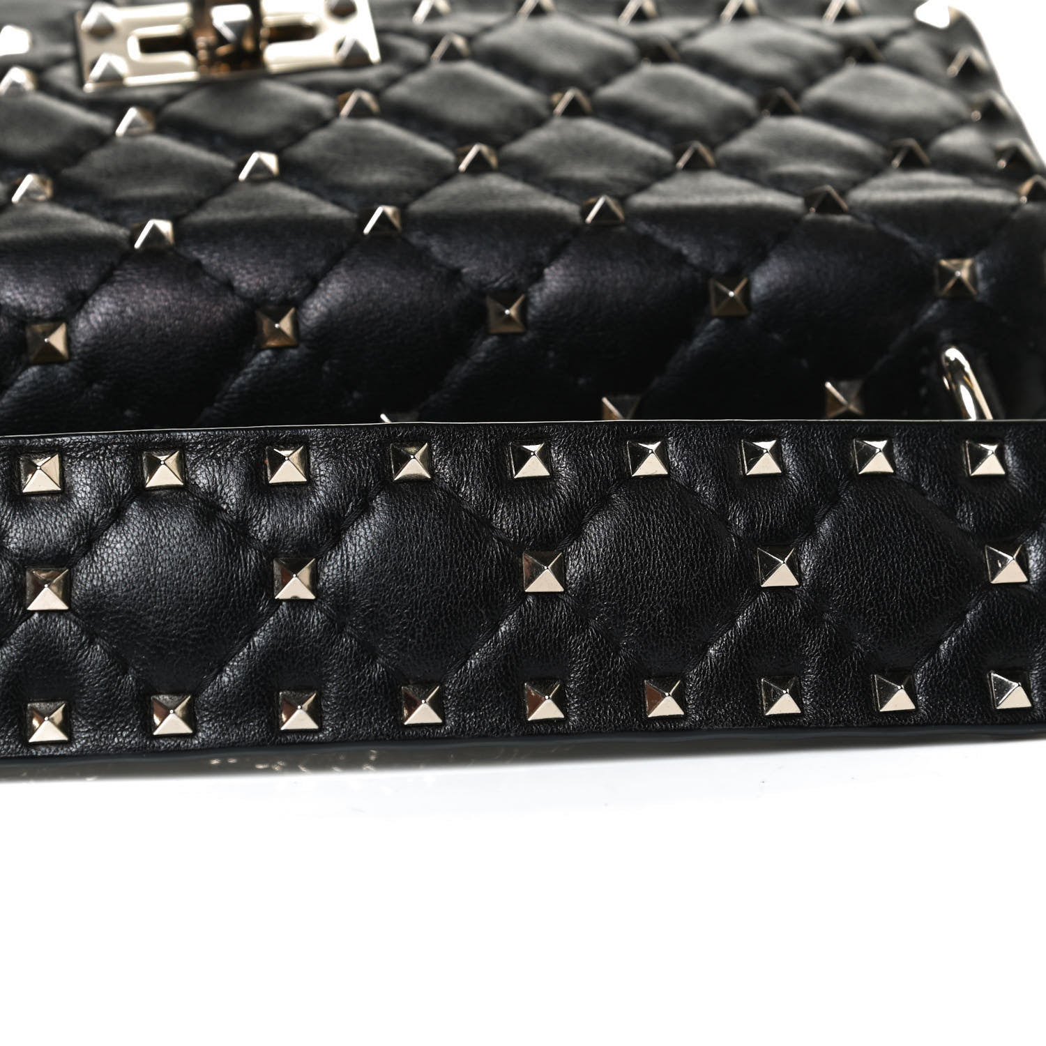 Valentino Garavani Lambskin Medium Rockstud Spike Shoulder Bag Black 12 of 15