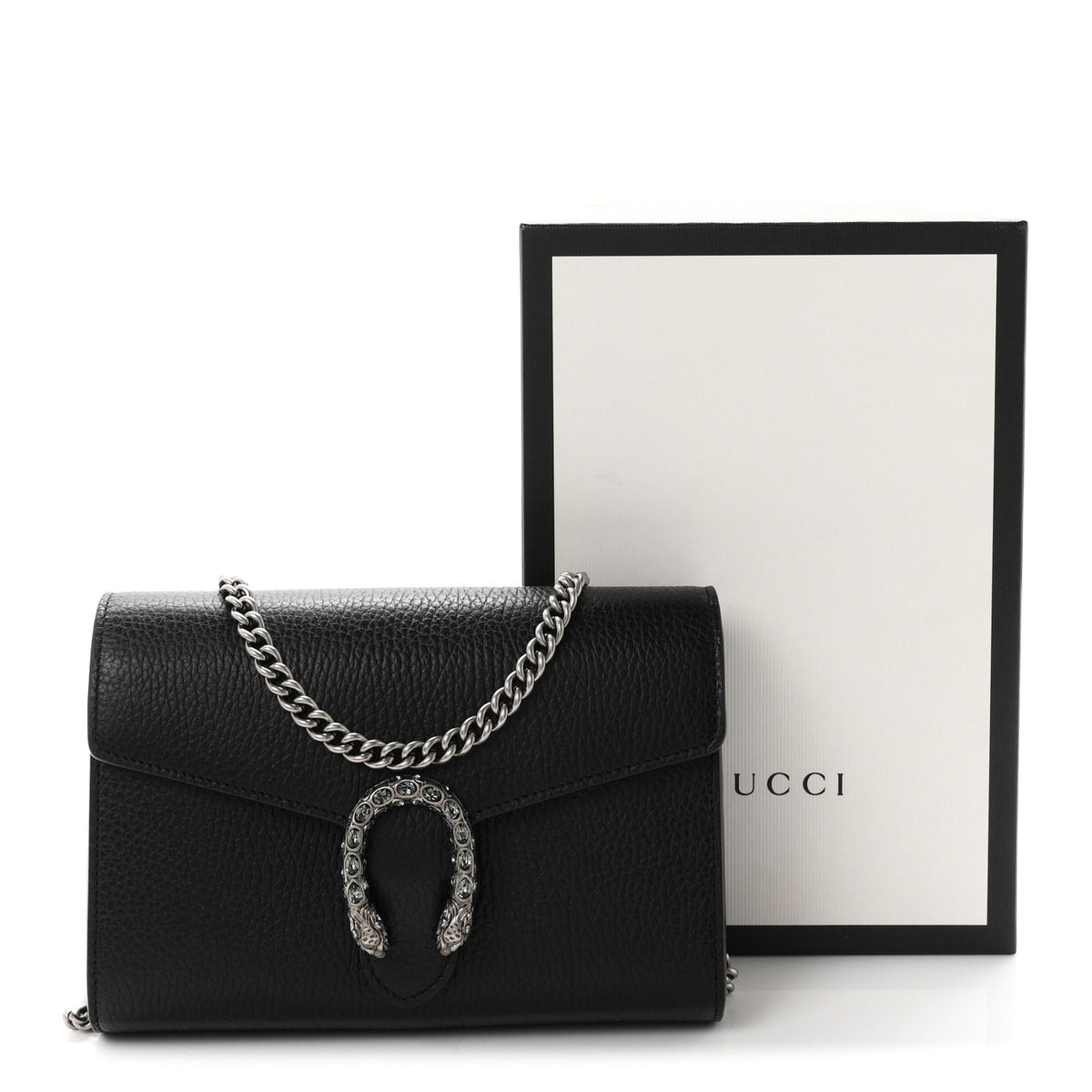 Calfskin Mini Dionysus Chain Wallet Black