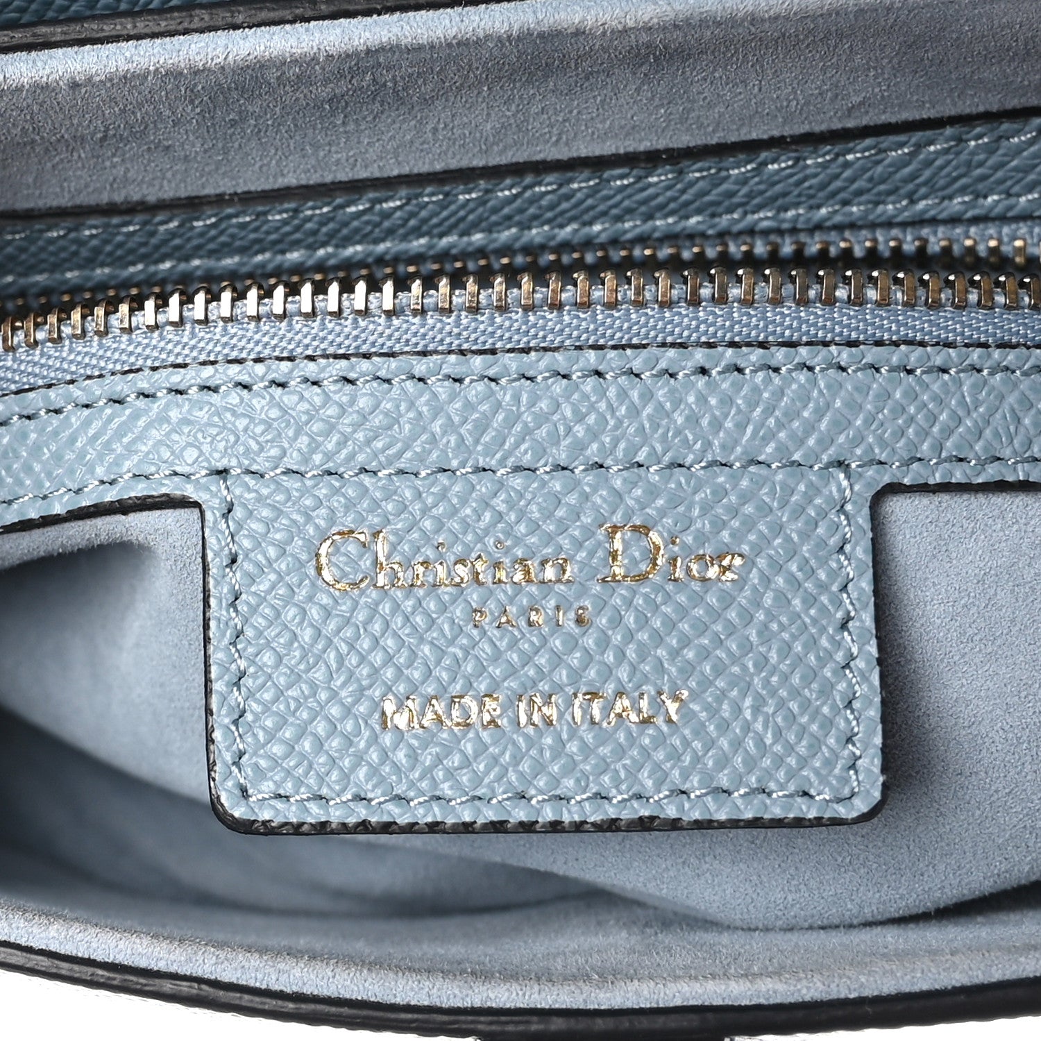 Christian Dior Grained Calfskin Saddle Bag Sky Blue 6 of 10