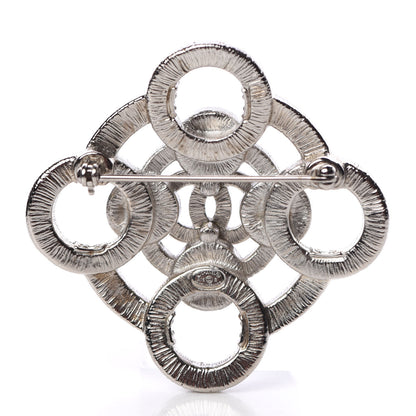Chanel Pearl Crystal CC Brooch Silver 3 of 5