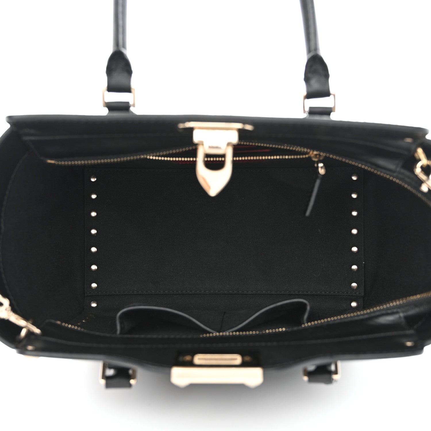Valentino Garavani Vitello Small Rockstud Double Handle Tote Black 5 of 9