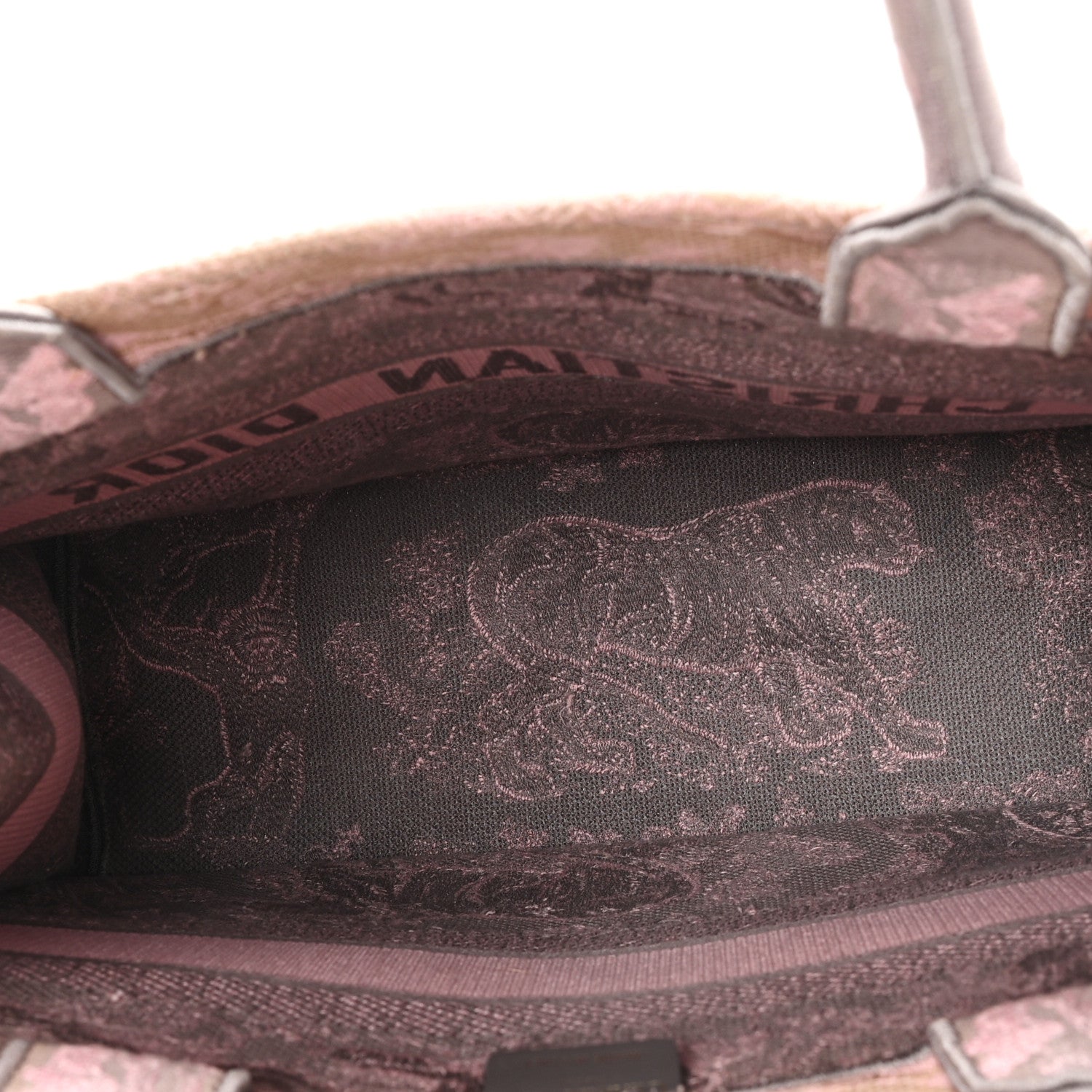 Christian Dior Canvas Embroidered Medium Dioriviera Toile De Jouy Book Tote Pink Grey 5 of 11