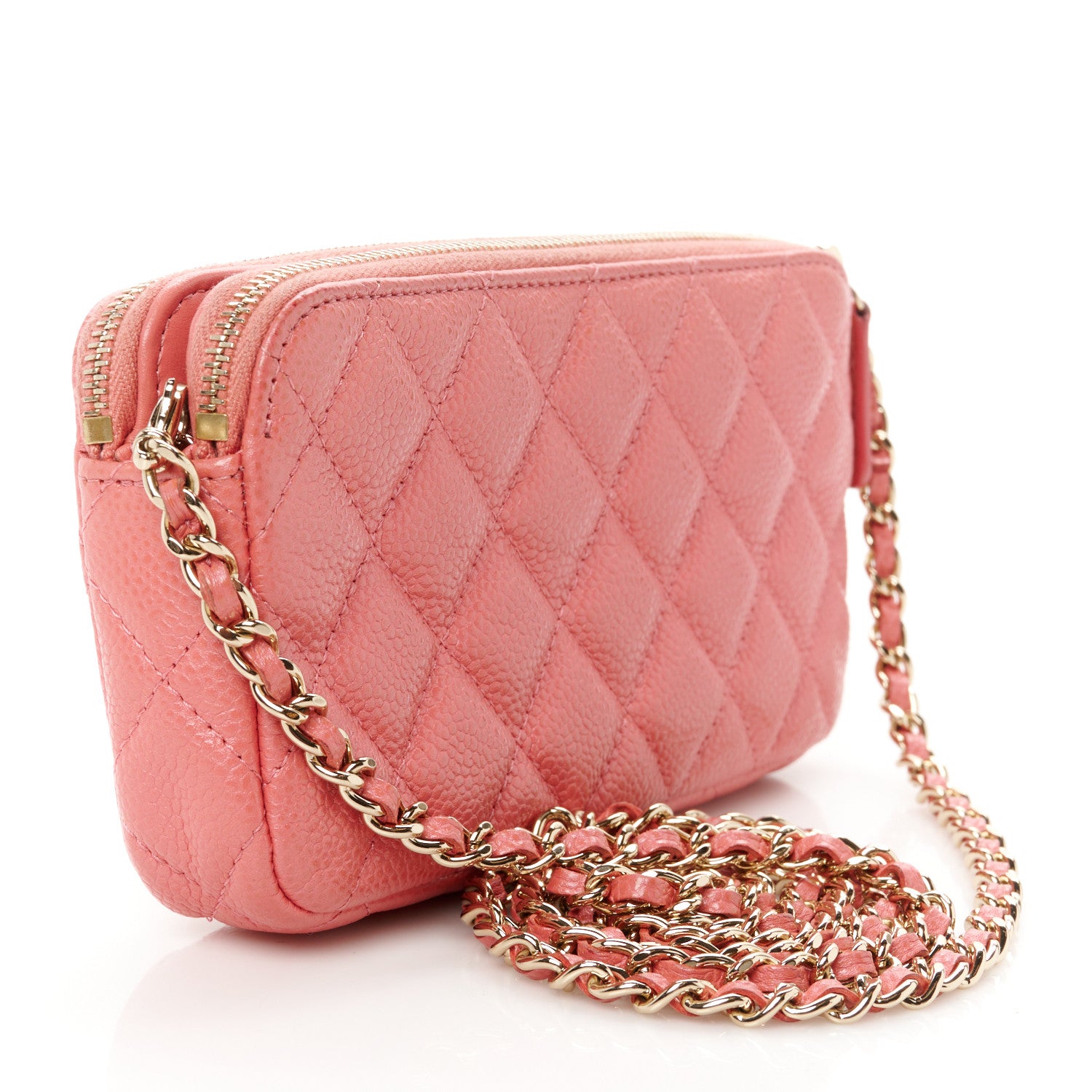 Chanel Iridescent Caviar Quilted Small Clutch With Chain Pink 3 of 13