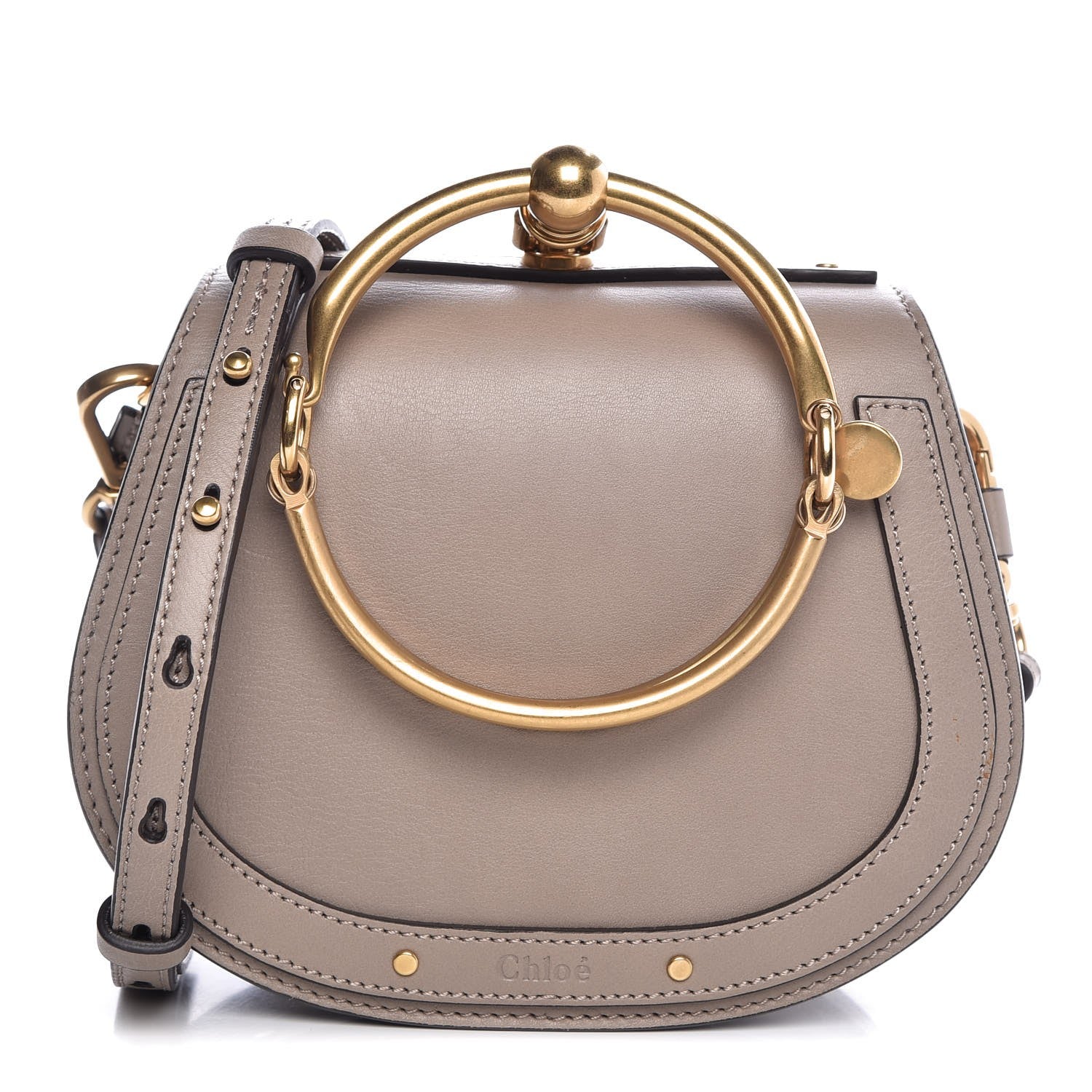 Chloe Calfskin Suede Small Nile Bracelet Bag Motty Grey 1 of 8