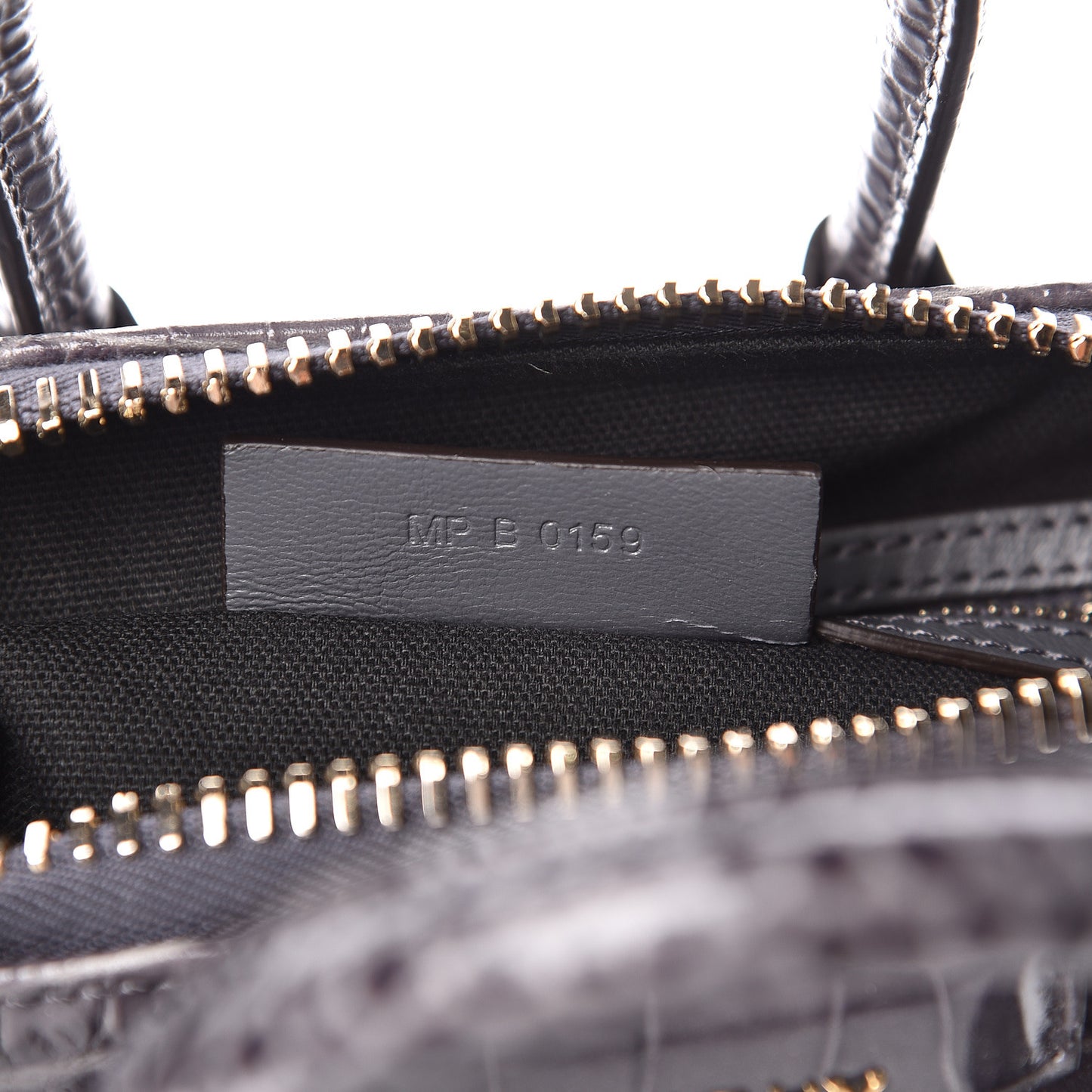 Calfskin Crocodile Embossed Mini Antigona Storm Grey