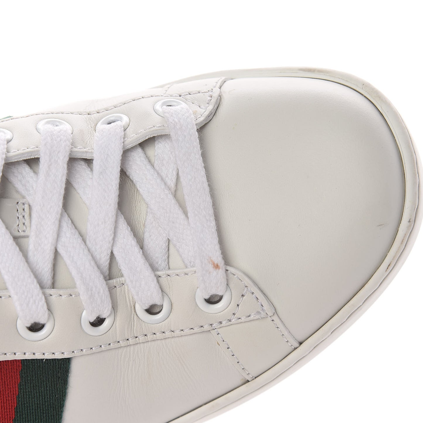 Calfskin Crocodile Web Womens Ace Sneakers 37 White Green