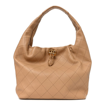 Chanel Calfskin Quilted Small Maxi Hobo Beige 1 of 10