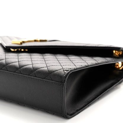 Saint Laurent Grain De Poudre Textured Mixed Matelasse Large Triquilt Monogram Satchel Black 10 of 11