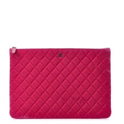 Chanel Velvet Quilted Large Cosmetic Case Fuchsia 1 of 8