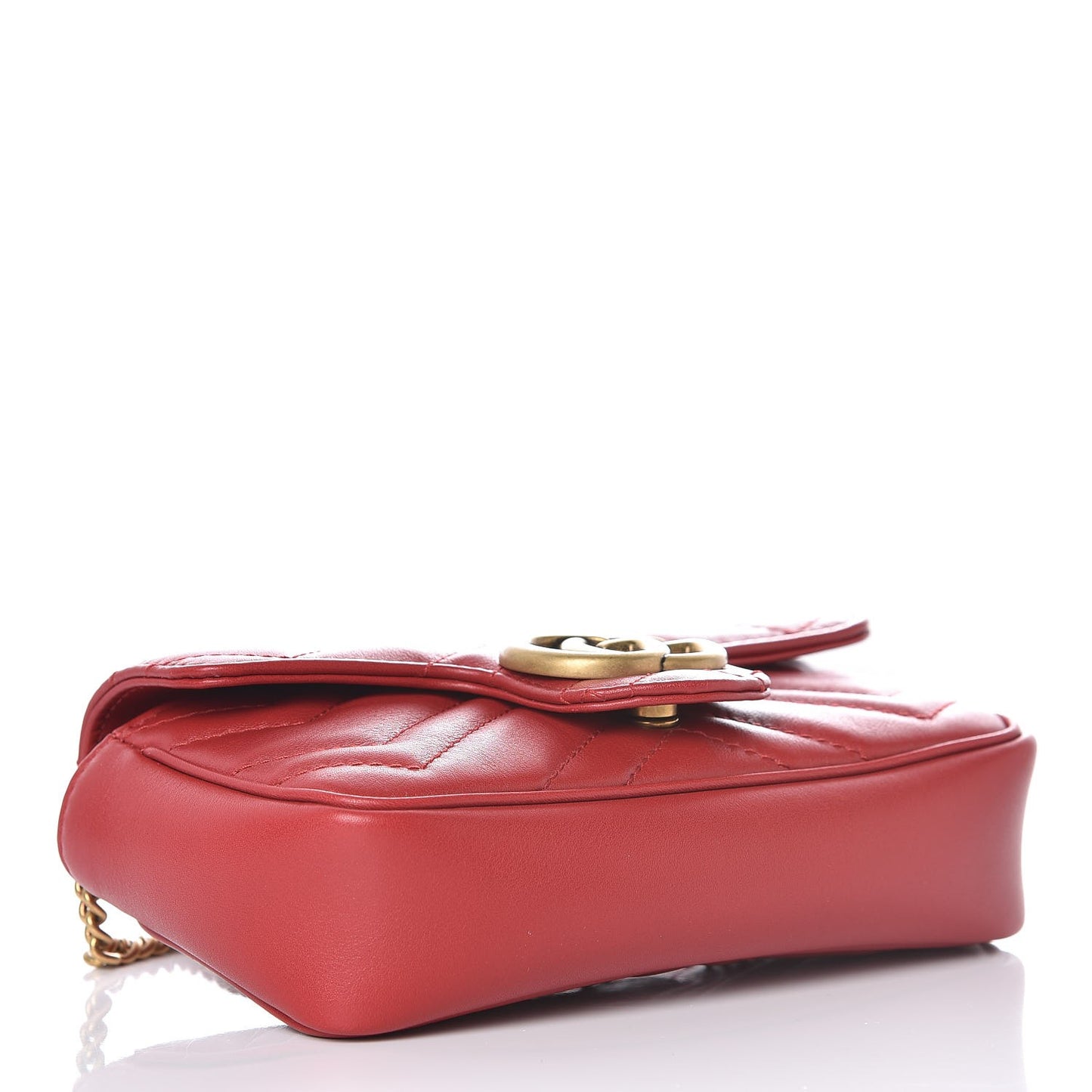 Calfskin Matelasse Super Mini GG Marmont Shoulder Bag Hibiscus Red