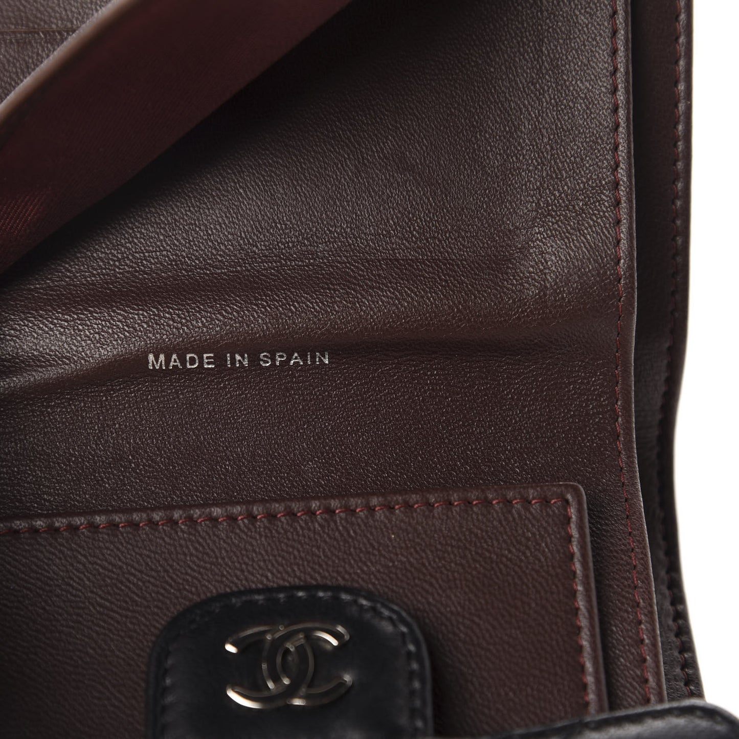 Lambskin Quilted Compact Flap Wallet Black